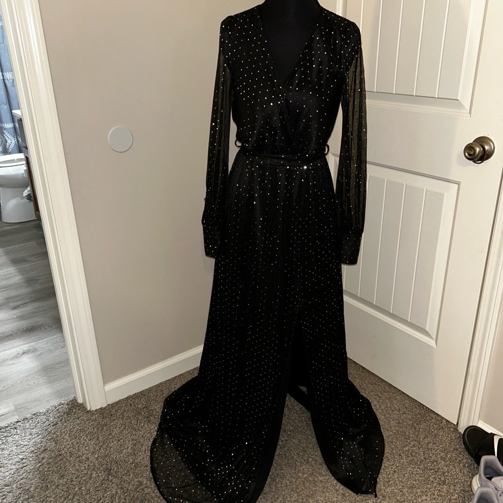 Baltic Born Black and Silver Long Sleeve Dress